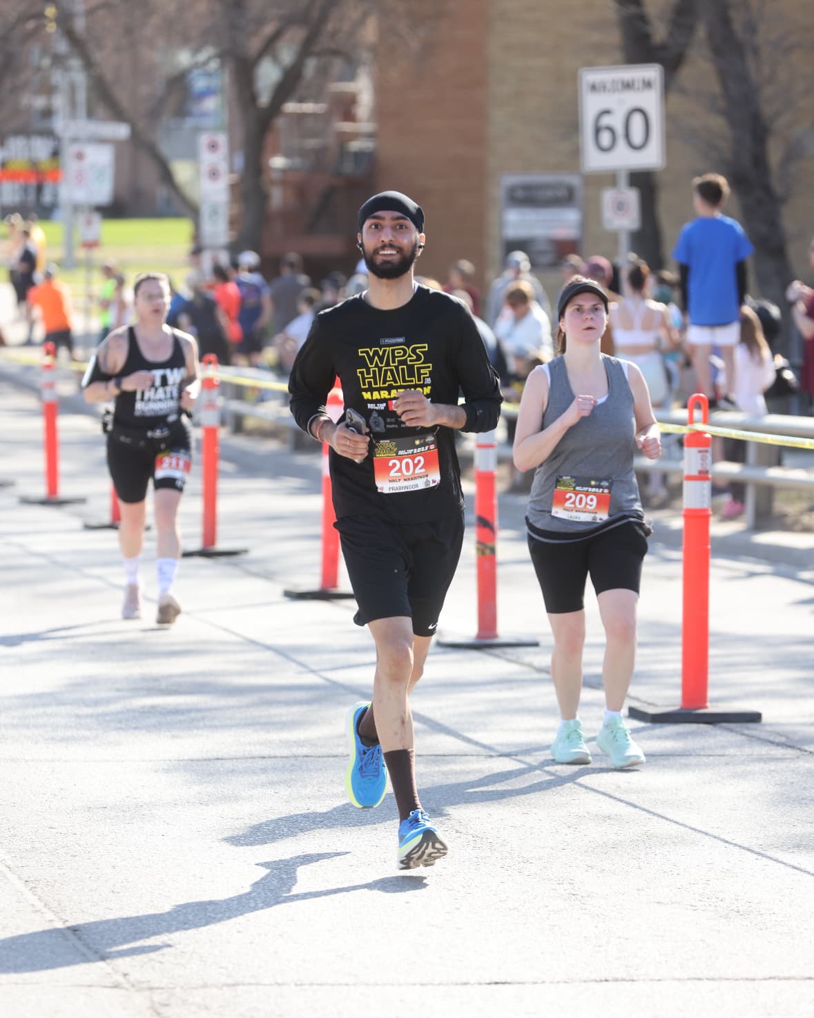 Action shot: Prabhnoor running in the Winnipeg Marathon.